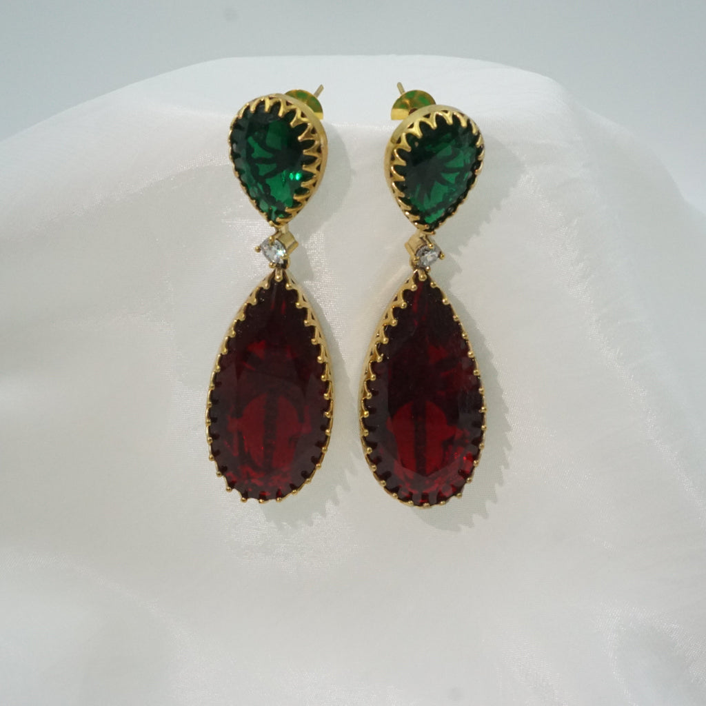 Ruby- Emerald Victorian Teardrops SV-EE-01