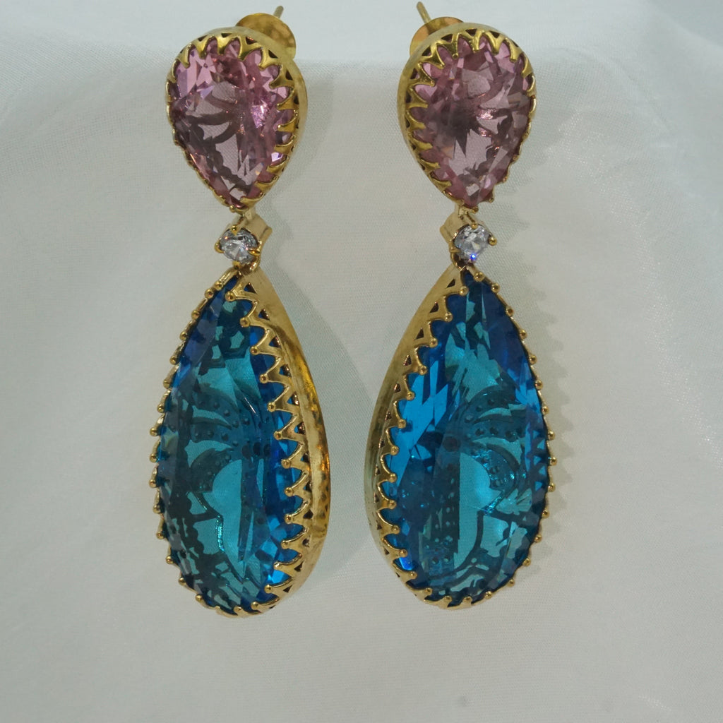 Sheesh Mahal Victorian Teardrop earrings | Antique Gold | SV-EE-02