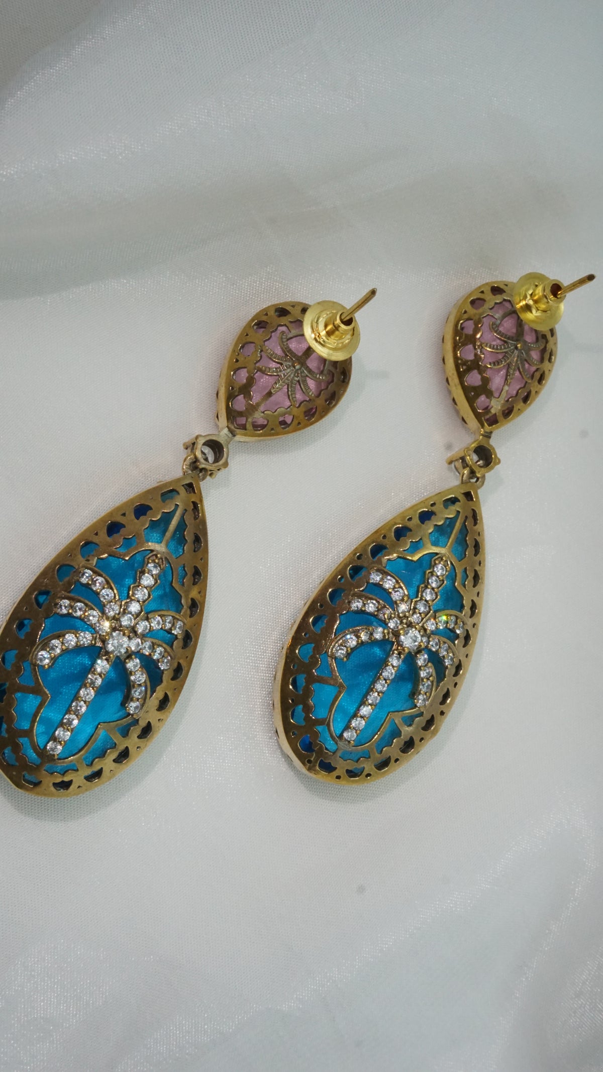 Sheesh Mahal Victorian Teardrop earrings | Antique Gold | SV-EE-02