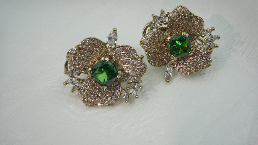 Emerald Gulaab Statement Earring | SV-EE-09