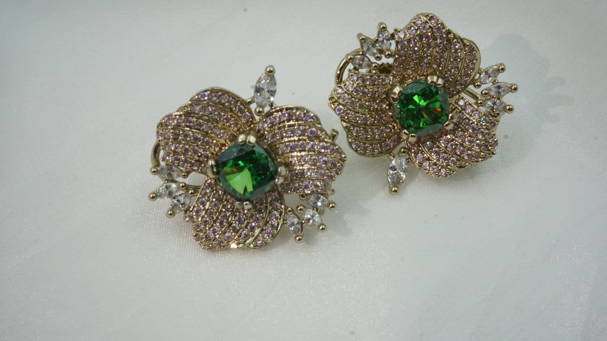 Emerald Gulaab Statement Earring | SV-EE-09